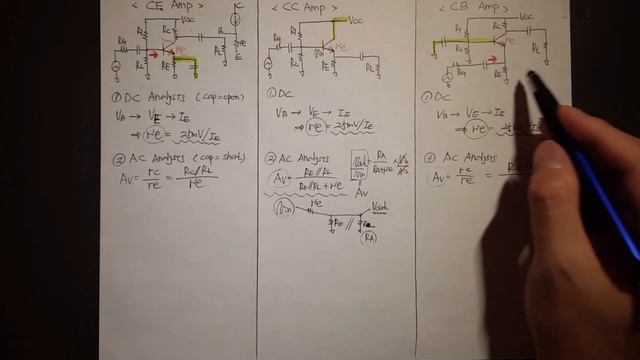 34. BJT 3가지 Amplifier 총정리 / CE AMP & CC AMP && CB AMP 비교, 용약 ** Semiconductor ** [CB amp 수정내용 본문 참조 смотреть онлайн