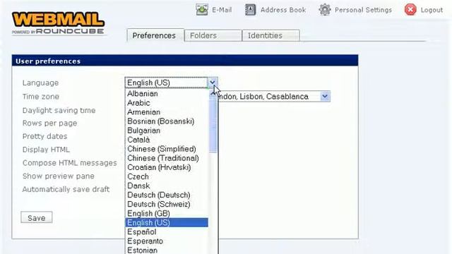 How to edit your preferences in RoundCube.avi смотреть онлайн