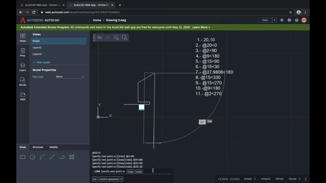 Coordenadas polares relativas en Autocad Web - Ejercicio 1 Copa смотреть онлайн