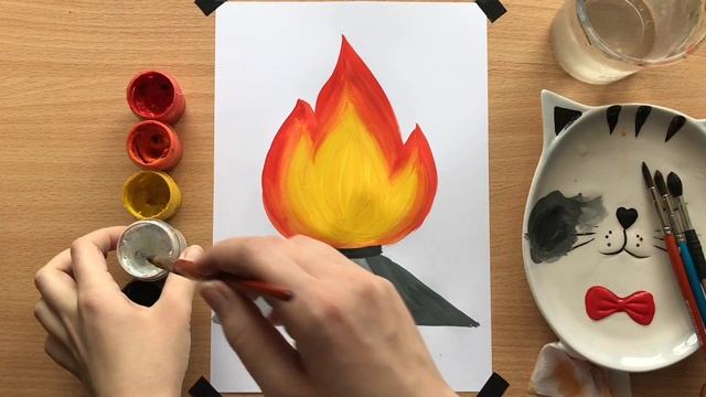 Рисуем вечный огонь гуашью (Простой рисунок ко Дню Победы 9 мая) | Draw eternal flame with gouache смотреть онлайн
