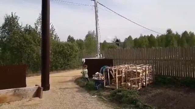 Мои трудяжки! Парни перевозят дрова.Высаживаем рассаду цветов с девчонками смотреть онлайн