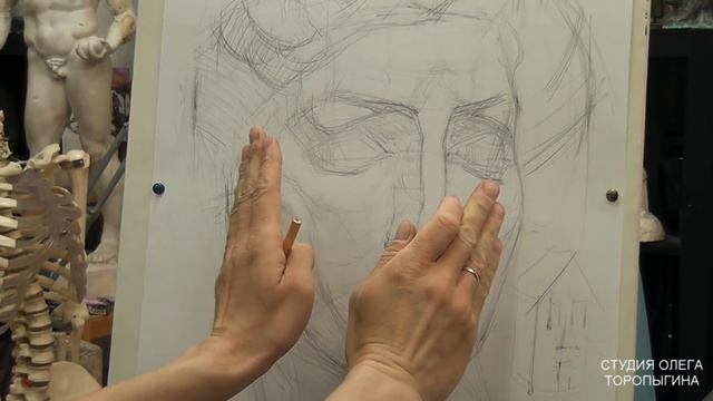 Рисунок маски Давида (4). Обучение рисунку. Портрет. 54 серия смотреть онлайн