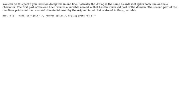 Unix & Linux: Using awk/sed to flip around some email address? (5 Solutions!!) смотреть онлайн