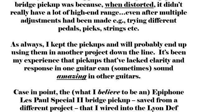 Whatever Works - Rebuilding/Improving An Epiphone Les Paul Special II / GFS "Crunchy Rails" Pickup смотреть онлайн