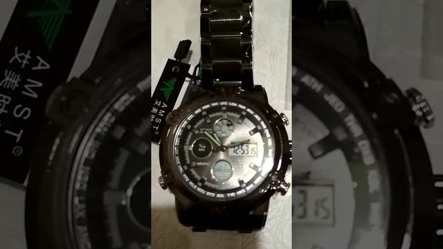 Часы АМСТ с металлическим браслетом в чёрном цвете смотреть онлайн