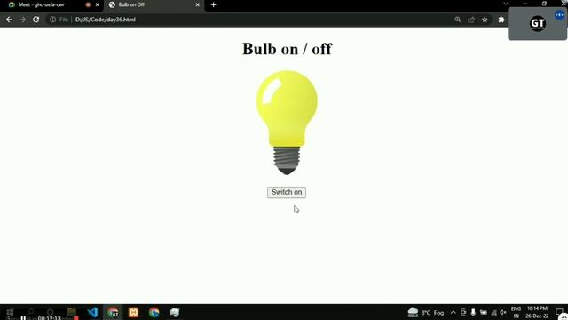 Switch on/off bulb using js lec36 #javascript #webdevelopment смотреть онлайн