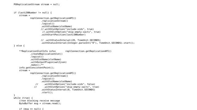 pg replication connection not returns wal events to java code client , it hangs some times смотреть онлайн