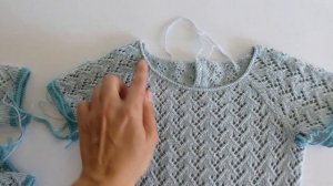 Красивый узор / Вяжу детскую футболку с ажуром регланом снизу без расчетов