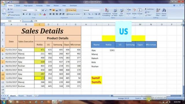 sumif & sumifs function in excel 2007 смотреть онлайн