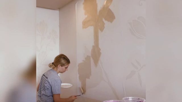 Роспись на стене большие цветы через Трафарет смотреть онлайн
