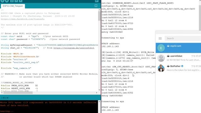 ESP32-CAM Send a captured photo to Telegram смотреть онлайн