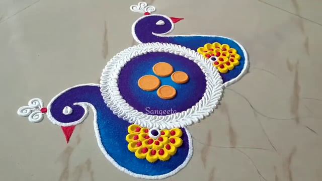 Latest Peacock Rangoli Design | Creative Peacock Rangoli | Innovative Rangoli | kskitchenlifestyle. смотреть онлайн