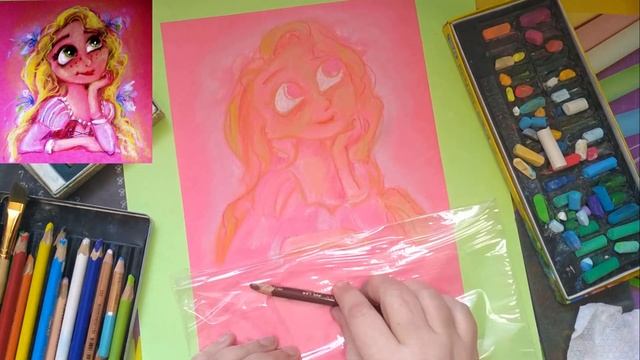 How to Draw Rapunzel from Tangled Cute and Easy.Как нарисовать Рапунцель пастелью. смотреть онлайн