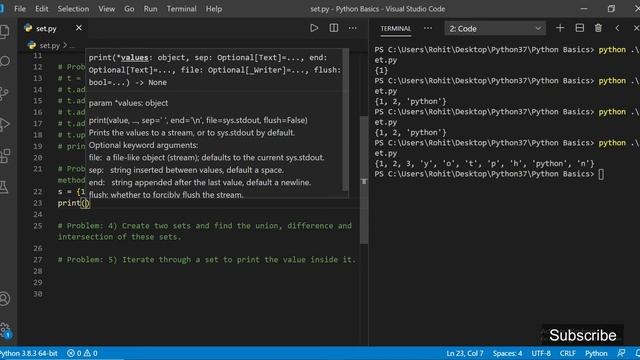 Python Basics | Sets | 5 Python Solved Problems смотреть онлайн
