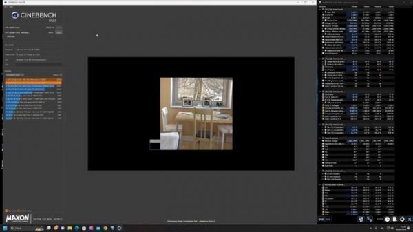 I9 13900F downvolt offset -0.025V + 250W power limit Cinebench R23 test