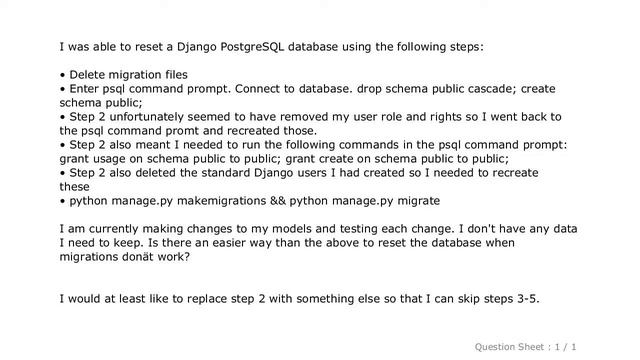 Django : Simple way to reset Django PostgreSQL database? смотреть онлайн