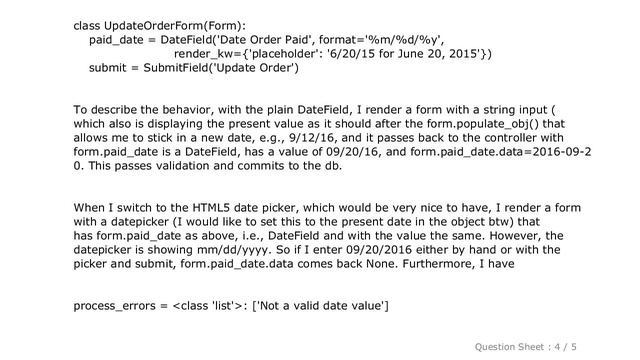HTML : Wtforms.fields.html5 DateField not working as plain old DateField in Flask смотреть онлайн