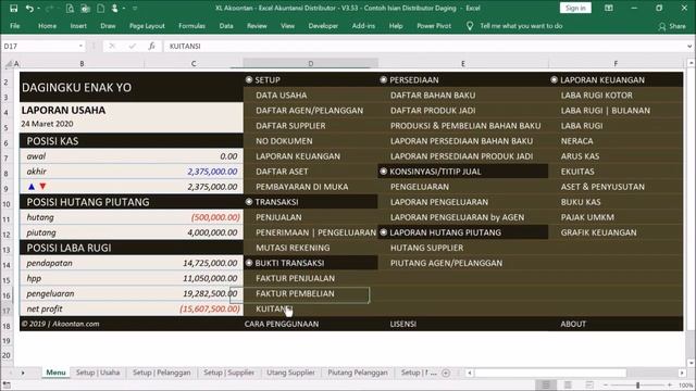 Menu dan Modul Excel Akuntansi Distributor Daging смотреть онлайн
