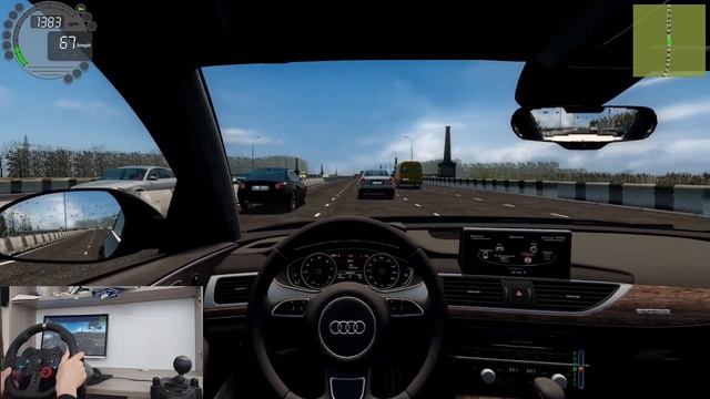 Audi A6 TFSI | City Car Driving | Steering Wheel Cam смотреть онлайн