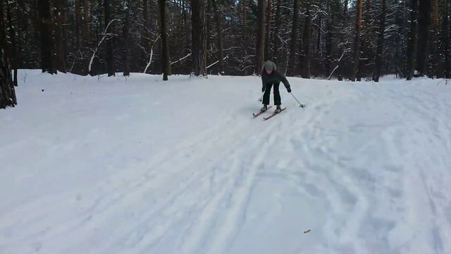 Съехал на лыжах с маленькой горки смотреть онлайн