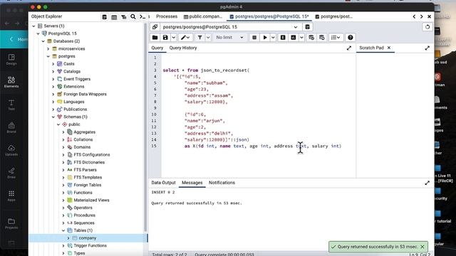 save JSON array data directly to database table POSTGRESQL tutorial смотреть онлайн