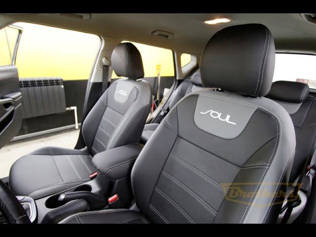 Чехлы для Kia Soul 3 с серыми вставками и логотипом смотреть онлайн