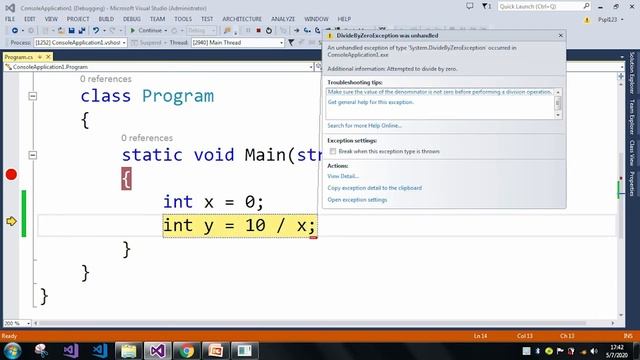 Divide By Zero Exception in C# смотреть онлайн