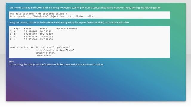 Bokeh: AttributeError: 'DataFrame' object has no attribute 'tolist' смотреть онлайн