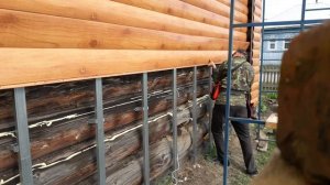 Монтаж сайдинга ( бревно ) в одного