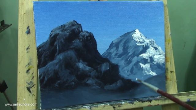 Painting Techniques | How To Paint Snowy Mountains In Acrylic By JM Lisondra