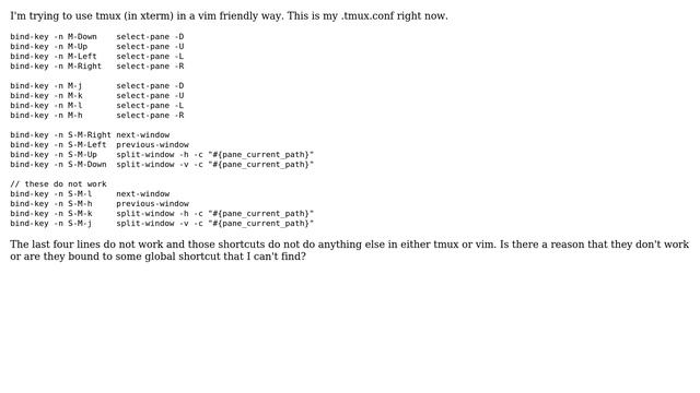 Unix & Linux: How can I bind Alt+Shift+h to previous window in tmux? смотреть онлайн