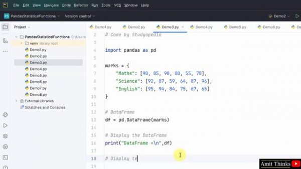 26. Pandas Statistical Functions | Complete Python Pandas Tutorial for Data Science | Amit Thinks