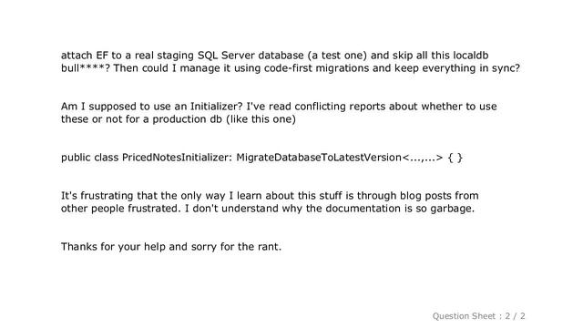MySQL : Deploying entity framework code first with production database смотреть онлайн