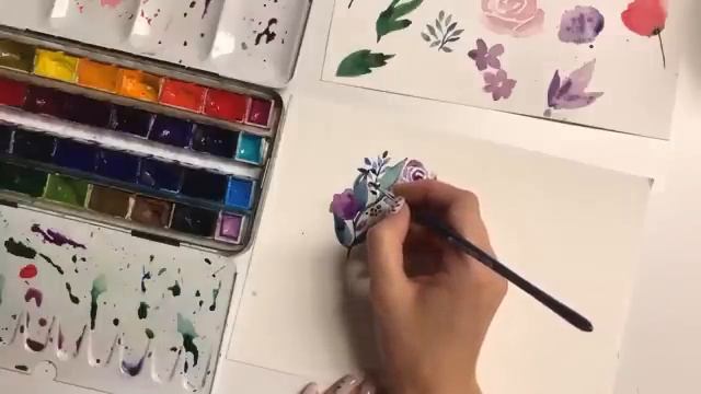 Рисуем акварелью, урок для начинающих (цветы и листья) смотреть онлайн
