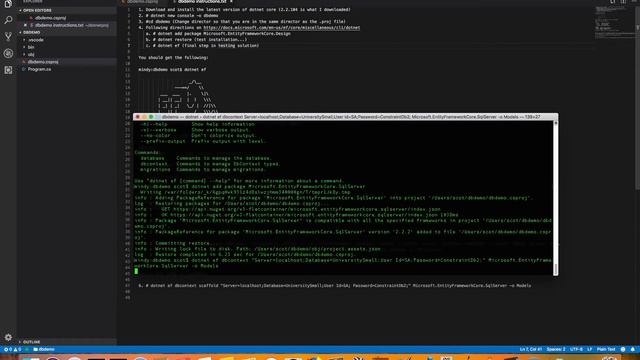Mac + Visual Studio Code + DotNetCore + EntityFramework + MS Sql Server Express on Docker смотреть онлайн