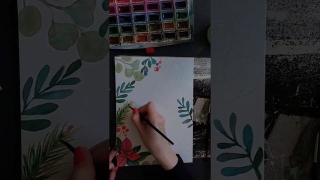 НОВОГОДНИЙ ПОСТЕР | Мастеркласс | Новогодний декор | Сканди постер | Акварель смотреть онлайн