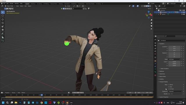 Как прикрепить объект к анимации персонажа в Blender (sketchfab, AutoRig, перенос анимации) смотреть онлайн