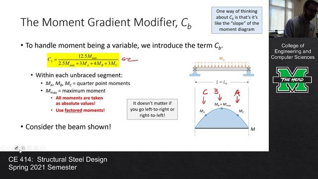 CE 414 Lecture 34: Lateral Torsional Buckling & Moment Gradient Modifiers (2021.04.09) смотреть онлайн
