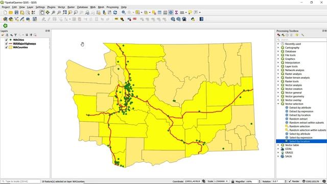 Performing a spatial query in QGIS смотреть онлайн