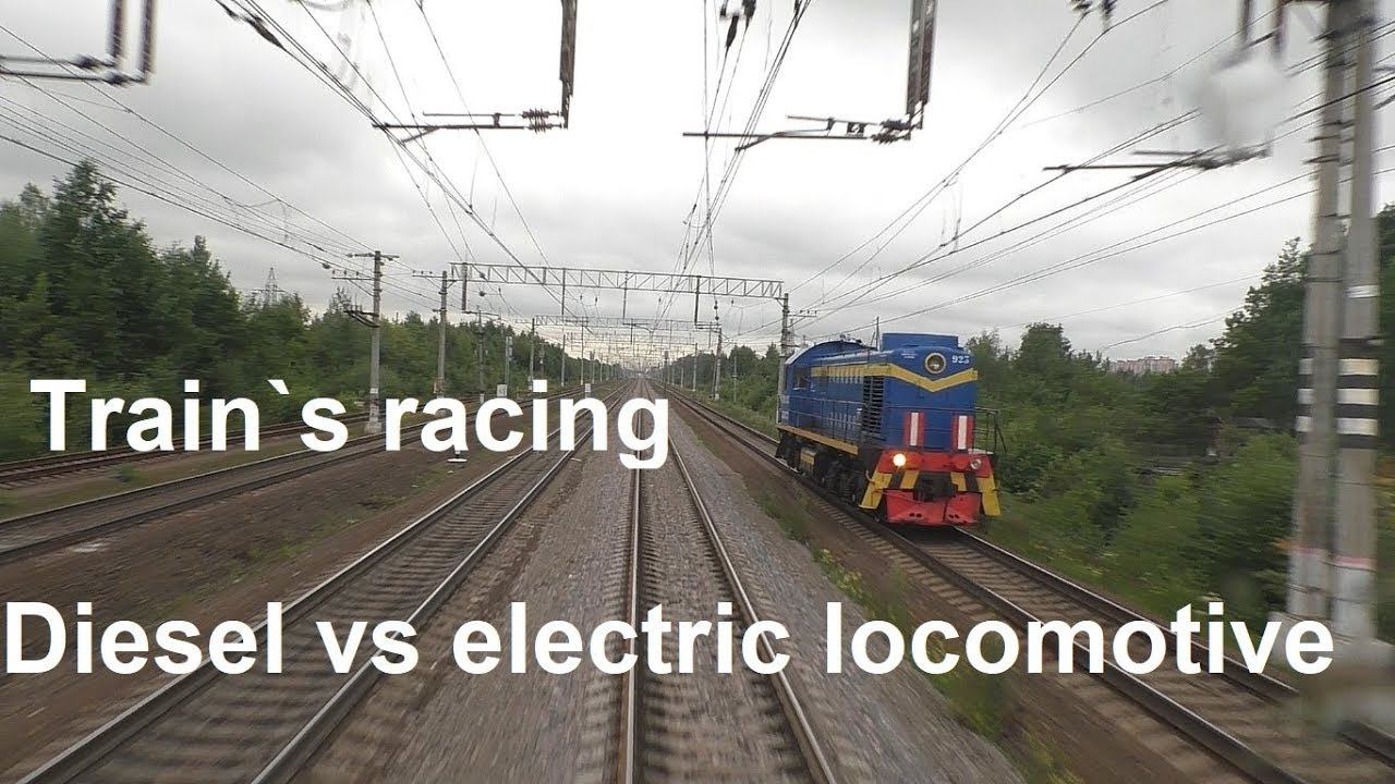 Train racing. Shunting diesel vs electric freight locomotive. Train Driver's View Cab ride смотреть онлайн