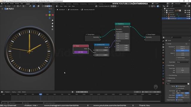 Day 03- Understanding Math Node | Clock Animation using Geometry Nodes in Blender 3.1.2 |Avtar Dohl смотреть онлайн