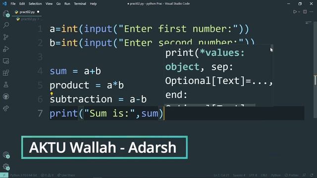 Calculate sum product and difference || python practical program смотреть онлайн
