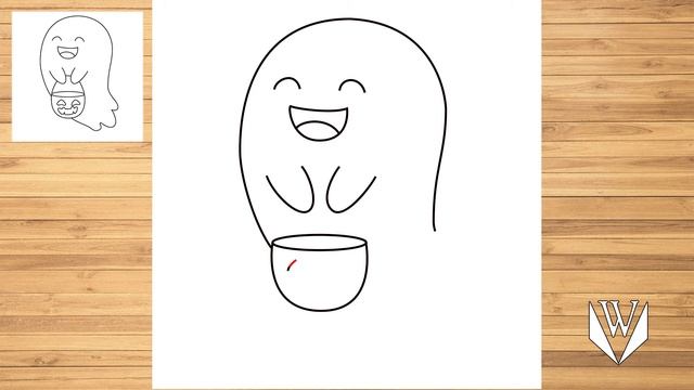 Как нарисовать милый призрак хэллоуин шаг за шагом, Easy Draw | Скачать бесплатно раскраски смотреть онлайн