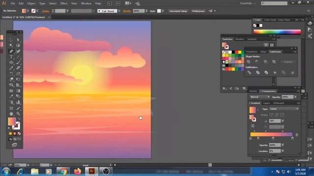 How To Make A Beautiful Landscape Design In Illustrator | Adobe Illustrator Tutorial