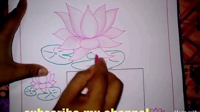 #how to draw a lotus scenary#water lotus#project cover photo#easy#simple#crayons colour# смотреть онлайн