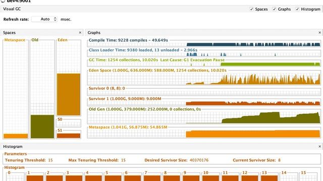VisualGC - xms=1G, xmx=1G 설정 후 부하 발생 시 смотреть онлайн