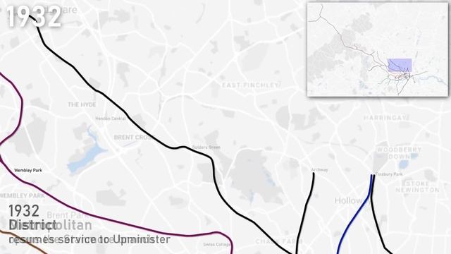 Evolution of the London Rapid Transit (Underground, Overground) 1863-2020 (animation) смотреть онлайн