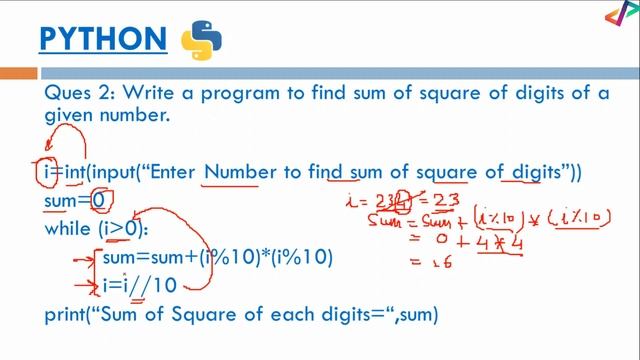 Python Program to find Sum of Square of digits of a given Number - In Hindi смотреть онлайн