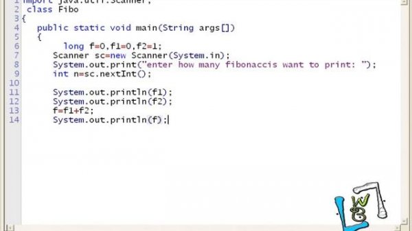 10  Generating Fibonacci numbers in java