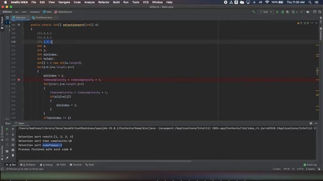 Selection Sort algorithm implementation in Java, time and space complexity explained смотреть онлайн